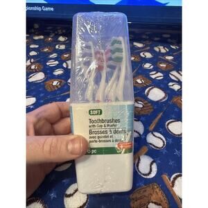 Toothbrushes with Cup & Holder 6 Multi Colors Seal Soft Brush Family Pack